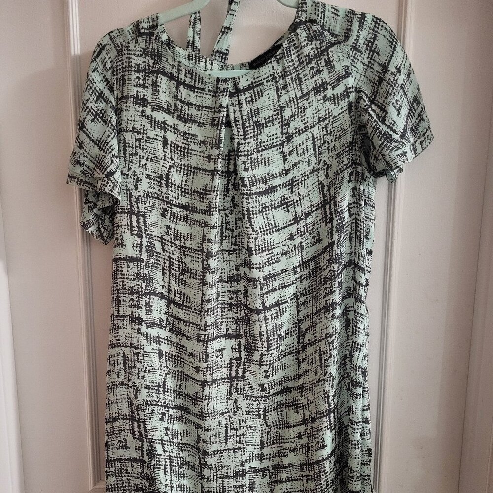 Banana Republic Mint Green & Black Abstract Sheath Dress - Size M